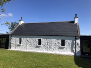 Scottish Crofters Cottage Painted with Super White Earles Masonry Paint